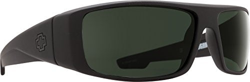 Spy Optic Logan 670939973864 Polarized Wrap Sunglasses, (Soft Matte Black/Happy Gray/Green Polar)