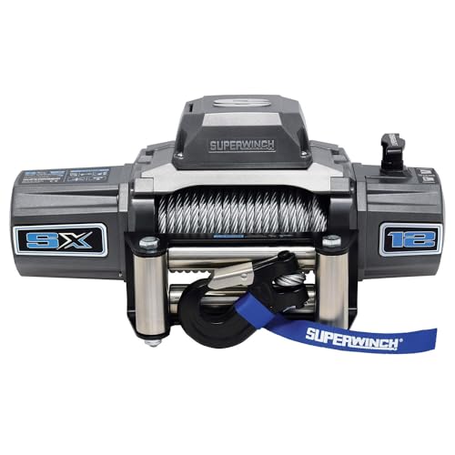 Superwinch 1712200 SX12 12V DC Winch 12,000lb (5,443kg) Single Line Pull with Roller Fairlead 3/8" x 85' Steel Wire Rope Corded Handheld Remote