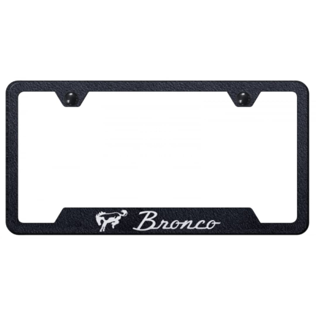 Au-TOMOTIVE GOLD Laser Etched Logo Cut-Out License Plate Frame for Ford Bronco (Matte Black)