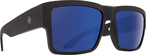 Spy Optic Square Cyrus Happy Mirror, Soft Matte Black/Bronze with Light Blue Spectra, One Size