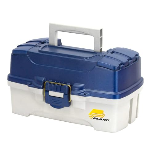Plano 2-Tray Tackle Box with Dual Top Access, Blue Metallic/Off White, Premium Tackle Storage, 620206, One Size