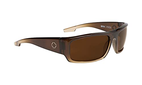 SPY Optic Piper, Rectangular Wrap Sunglasses, Color and Contrast Enhancing Lenses, Bronze Fade - Bronze Polarize Lenses