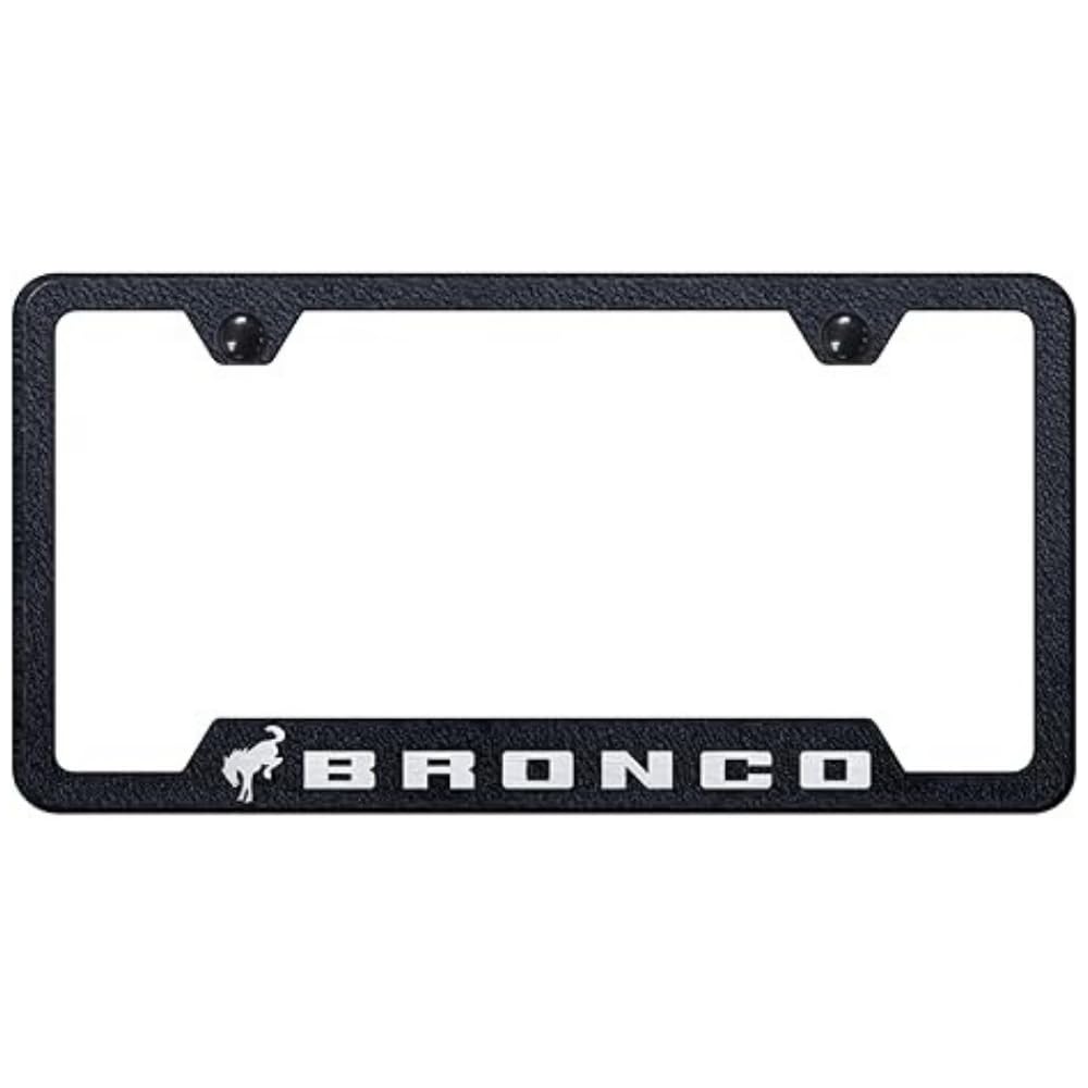 Au-TOMOTIVE GOLD, INC. Officially Licensed Laser Etched Cut-Out License Plate Frame for Bronco 2020 (Rugged Black)