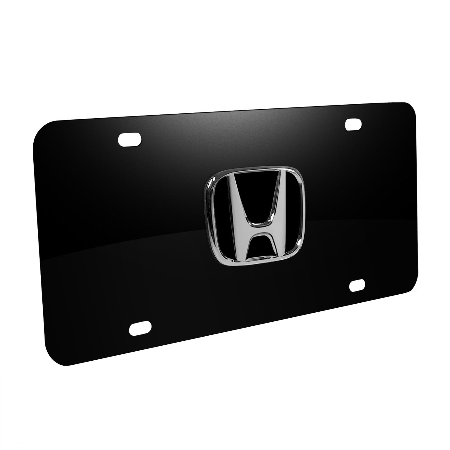 Au-TOMOTIVE GOLD, INC. Honda 3D Logo Black Metal License Plate,