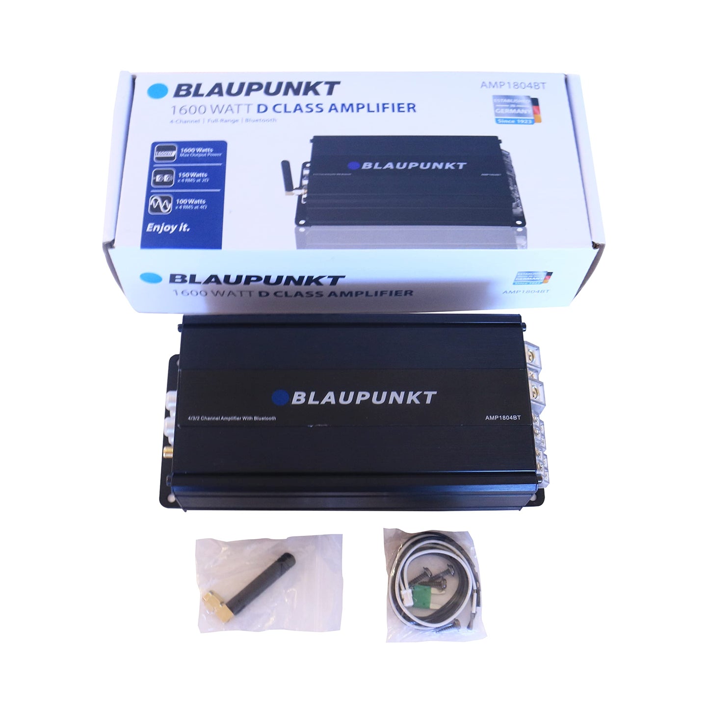 BLAUPUNKT AMP1804BT Car Audio 4-Channel Class D Amplifier 1600W with Streaming Bluetooth Full Range Amp.