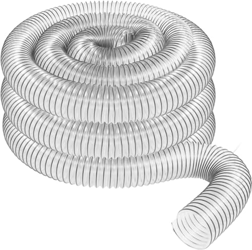 2-1/2" x 20' PVC Dust Collection Hose, Puncture Resistant, Carbon Steel Wire, Clear Flexible PVC Dust Collector Hose, Proudly Made in USA