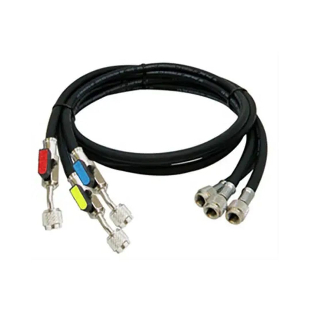 CPS Products HP5BKEZ3 Black and Chrome Refrigerant Charging Hoses, Ball Valve, 5" Size