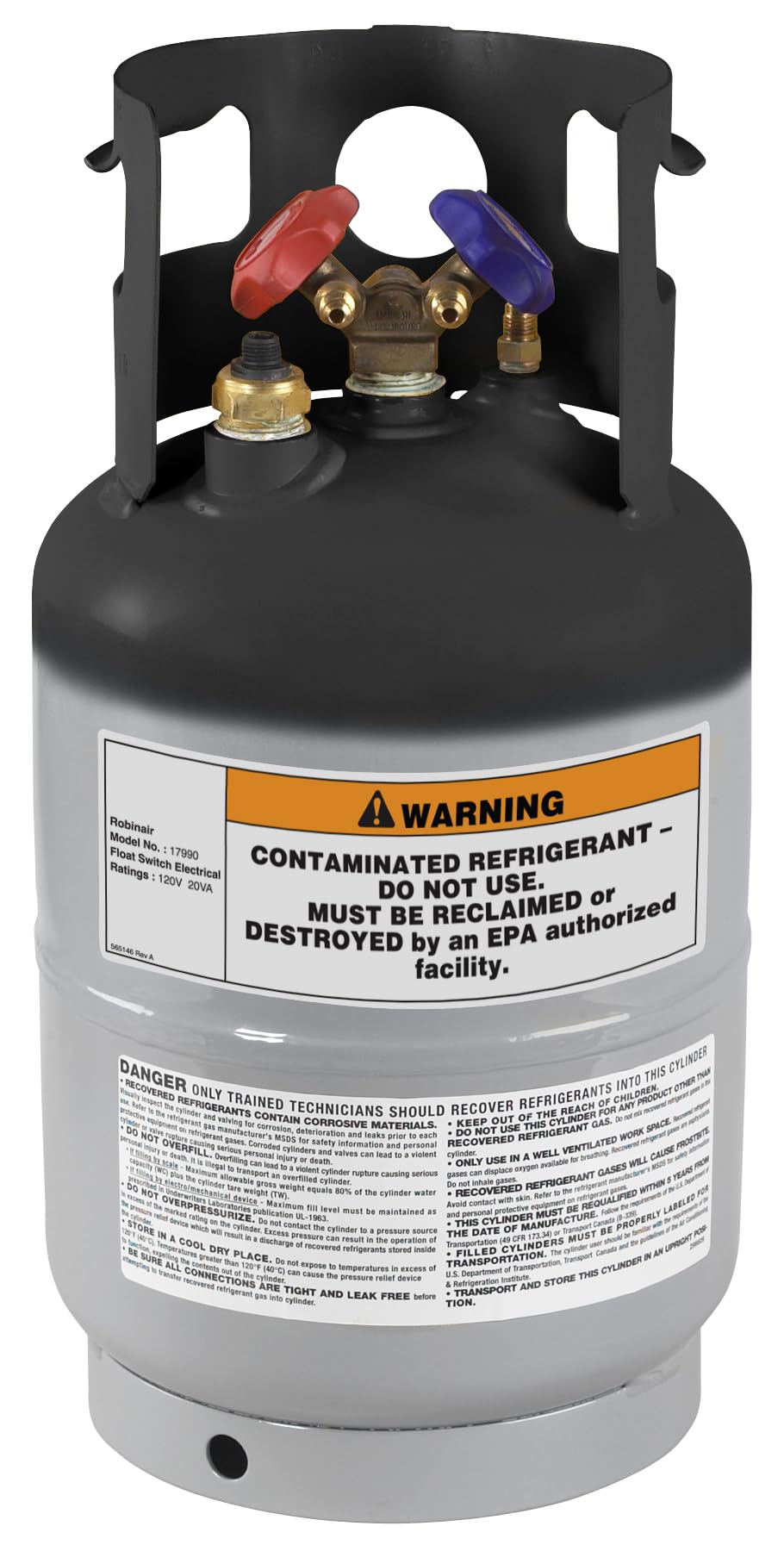 Robinair 17990 Contaminated Refrigerant Tank Assembly - Empty