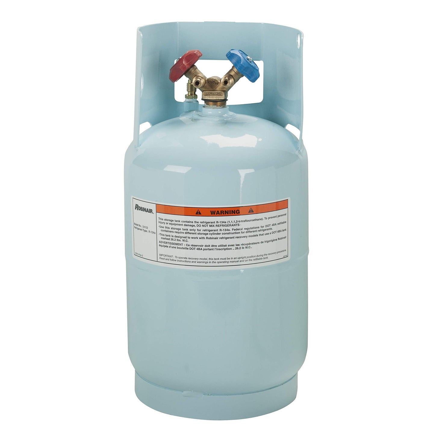Robinair (34102) Refrigerant Tank for R-134a, refrigerant not included - 30 lbs. , Light Blue