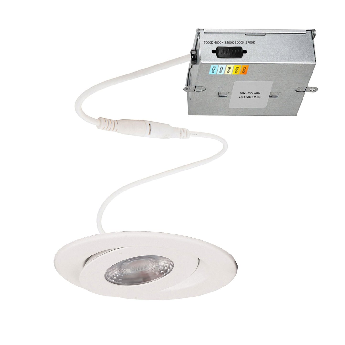 WAC Lighting Lotos 4in LED Round Adjustable Recessed Light 5-CCT Selectable 9W 700 Lumens IC-Rated Airtight 120V-277V Universal in White 2-HR Fire Rated