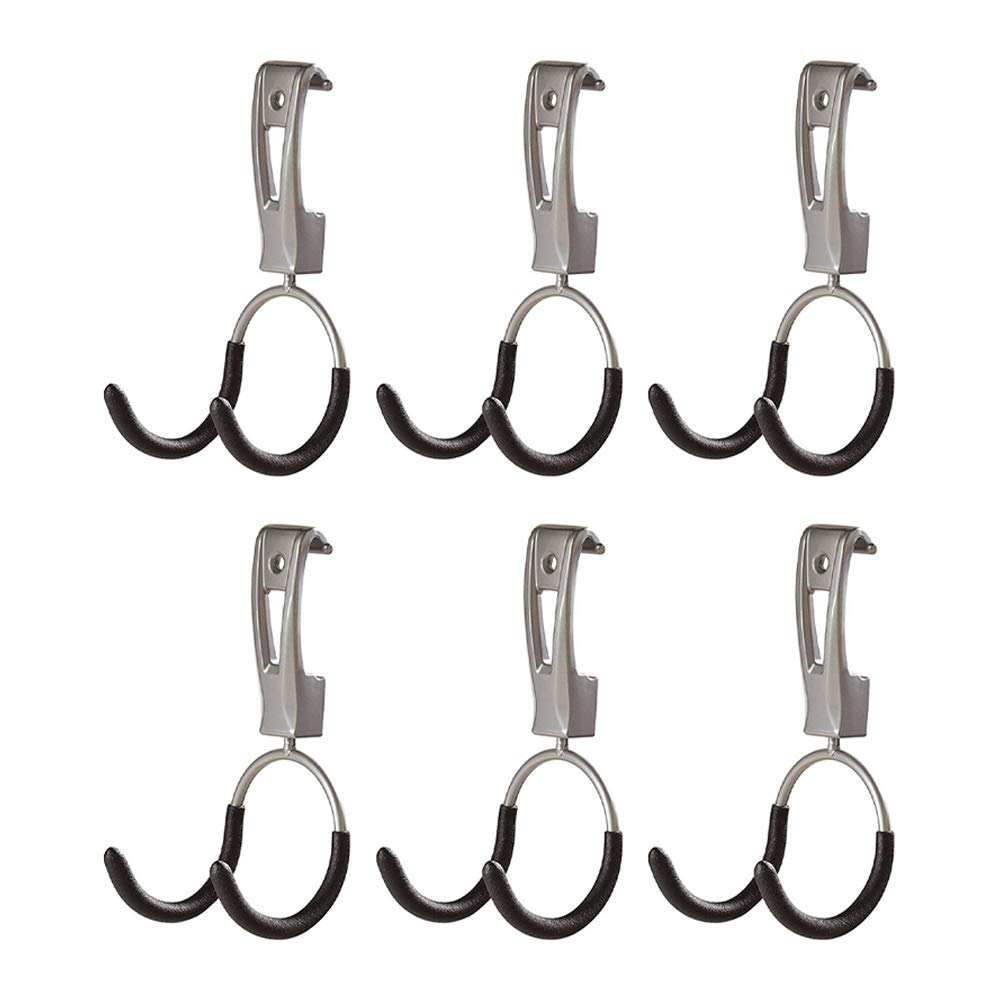 Rubbermaid Universal Powder Coaded Metallic Fasttrack Hanging Garage Hook Organizers for Ladder, Tool, and Bike Storage (6 Pack)