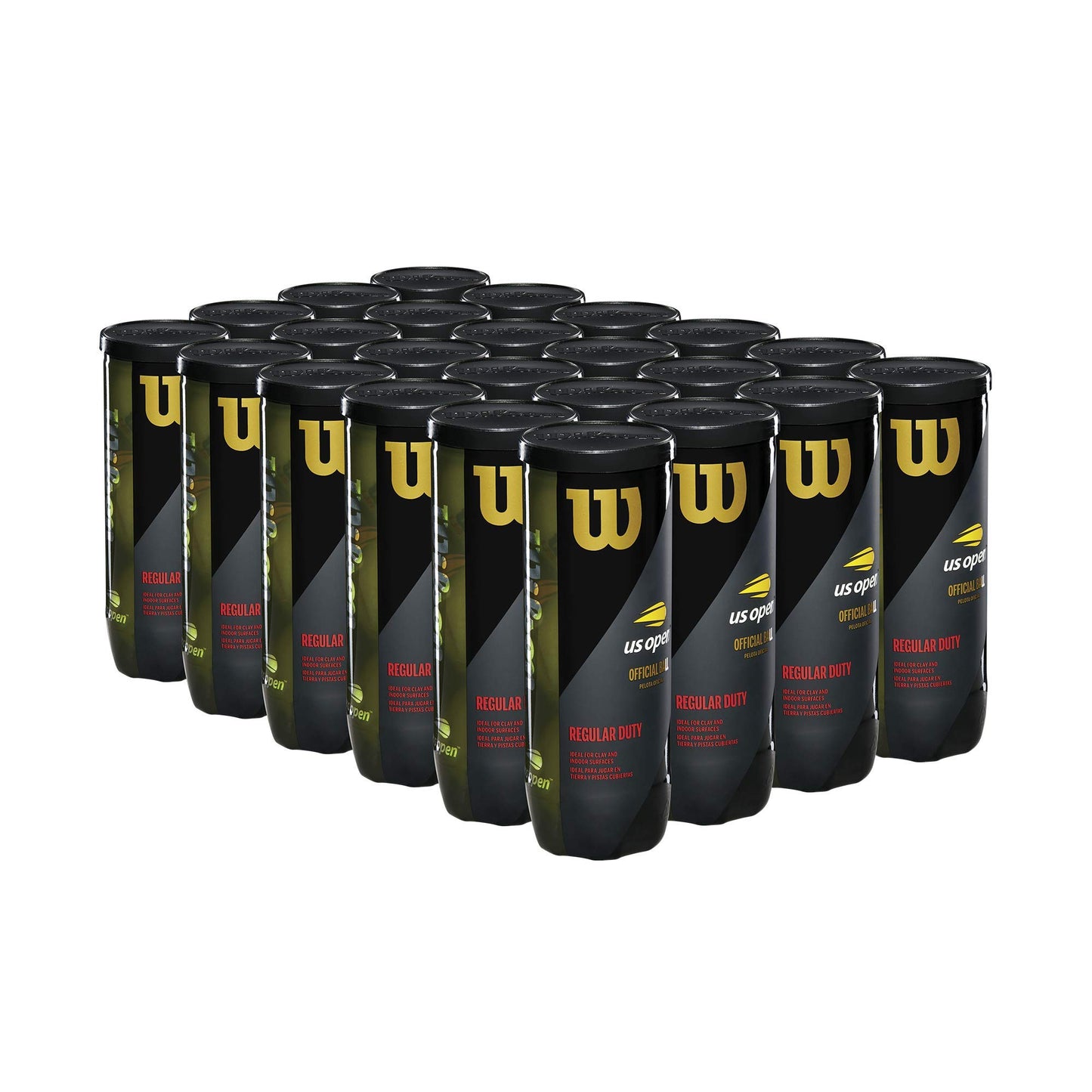 WILSON US Open Tennis Balls - Regular Duty, 24 Can Case (72 Balls)