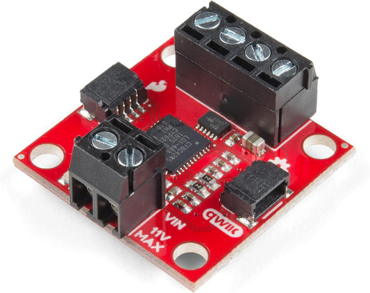 SparkFun Qwiic Motor Driver I2C Plug and Play Breakout No Soldering required to control small DC Motors 1.2A Steady state drive per channel 1.5A Peak 2 channels 127 levels of drive strength 3.3V Logic