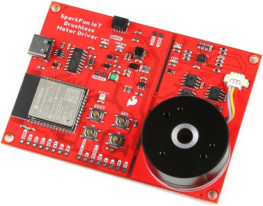 SparkFun IoT Brushless Motor Driver (ESP32 WROOM, TMC6300) Three-Phase Motor Driver with up to 2A (1.4ARMS) TMAG5273 Hall-Effect Sensor and INA240A1 Current Sensor, Dimensions: (Inches) 2.40 x 3.35