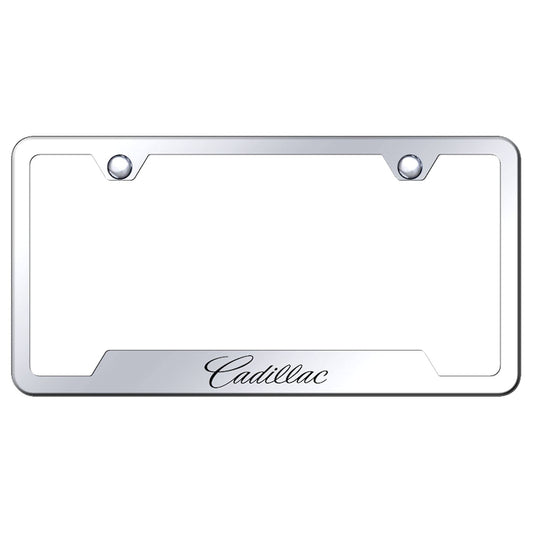Au-TOMOTIVE GOLD Laser Etched Logo Cut-Out License Plate Frame for Cadilac (Chrome)