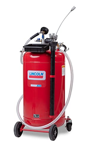Lincoln 3637 25 Gallon Pneumatic Portable Self-evacuating Fluid Evacuator, Compressed Air-Operated Venturi, Built-in Regulator, Tool Tray, Tank-Mounted Clip, 4 Flexible and 2 Rigid Dipstick Wands