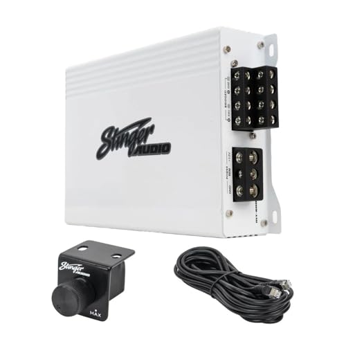 Stinger Audio MT-600.4M 1000 Watt RMS 4-Channel Compact Marine Audio Amplifier, Class D, Hexfet Mosfet, Water-Resistant, Crossover High-Pass/Low-Pass Filters