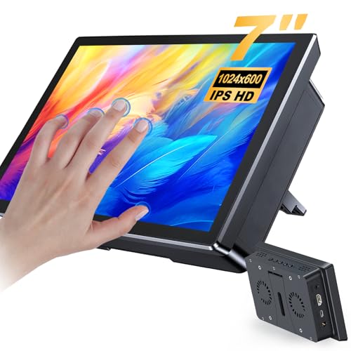 Gallagher 7 Inch Touch Screen Monitor for Raspberry Pi,1920 * 1080 Touchscreen Display with Case 5 Point IPS Portable Touchscreen Monitor with HDMI Dual-Speaker for Raspberry Pi 5/4B/3B+/3B/B+ Jetson