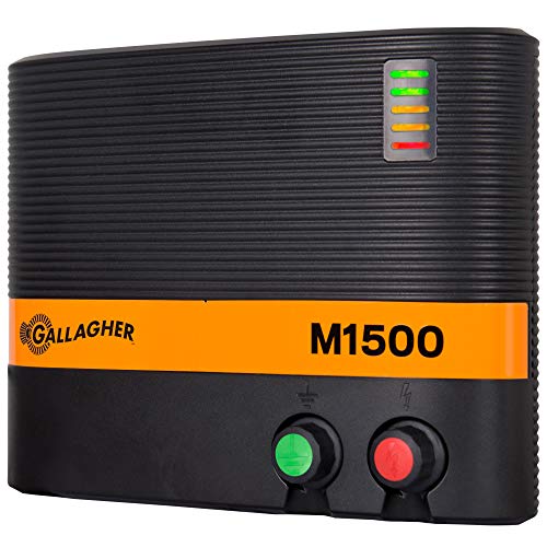 Gallagher M1500 Electric Fence Charger | Powers Up to 160 Miles / 900 Acres of Clean Fence | ?15 Joules, 110 Volt Energizer, Added Power Reserve | Unbeatable Reliability | Easy Installation