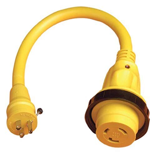 ParkPower by Marinco 104SPPRV Pigtail Adapter, 30A / 125V Locking Connector & 15A / 125V Straight Blade with Locking Screw Male Plug