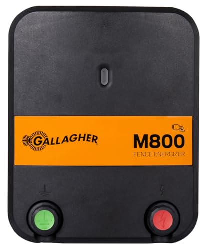 Gallagher M800 Electric Fence Charger | Powers Up to 90 Miles / 520 Acres? of Clean Fence | ?8.0 Joule 110 Volt Energizer for Livestock, Pastures, and Wildlife Exclusion