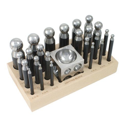 Dapping Set - 24 Punches and Block for Jewelry Making - SFC Tools - 25-617