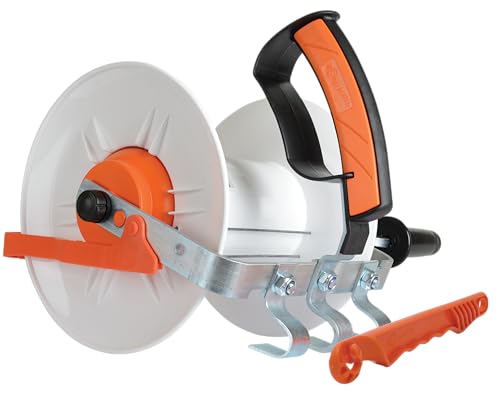 Gallagher Large Geared Electric Fence Reel | 3:1 Gear Ratio with Lock, Hook, and Crank | Durable Reel for Polywire, Polytape, and Braid | For Long Fence Runs and Rotational Grazing