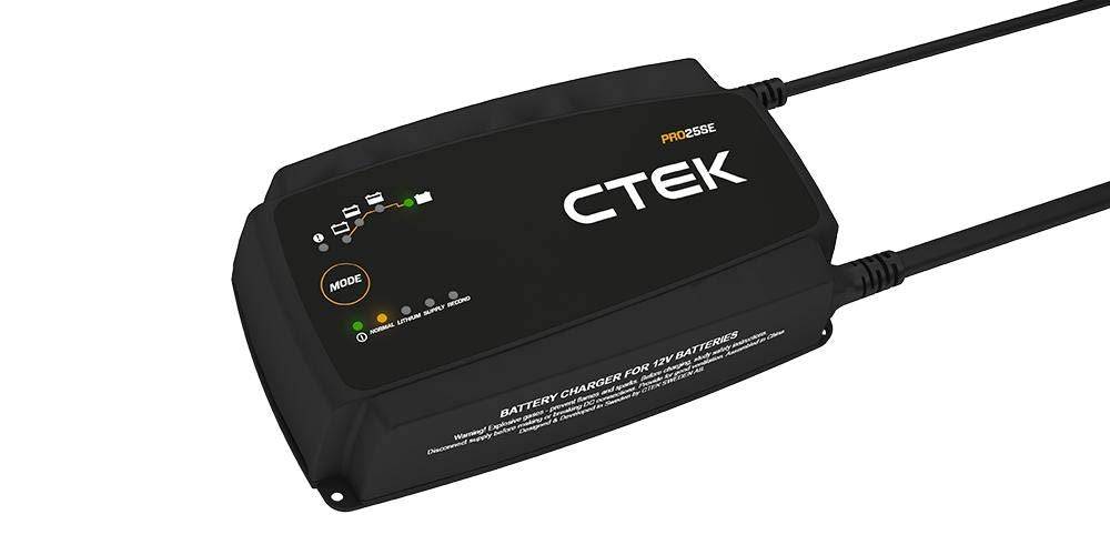 CTEK PRO25SE, Professional 25A, 12V Battery Charger and Power Supply, Battery Tender Charger, Battery Maintainer, 12V Lithium Ion Battery Charger with Reconditioning Mode and Battery Desulfator