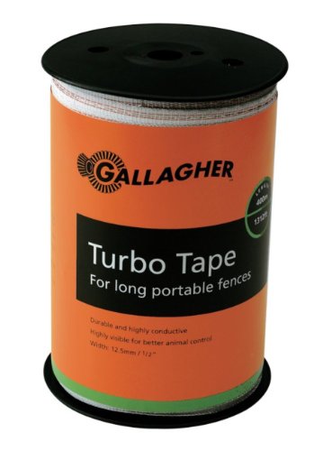 Gallagher 1/2in x 1,312ft Turbo Poly Tape | High Visibility Electric Fence for Horses & Livestock | Highly Conductive with Steel and Copper Strands