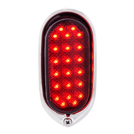 UNITED PACIFIC CTL4010LED-AS Tail Light 17 Led, with Black Housing, Chrome Bezel, Red Lens, for 1940 Chevy Passenger Car