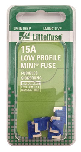 Littelfuse LMIN015.VP MINI Low Profile 15 Amp Carded Blade Fuse, (Pack of 5)