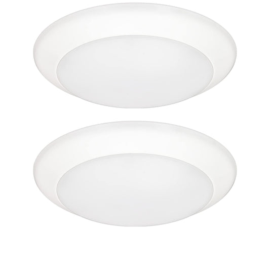 American Lighting Quick Disc 6 in. White Round 120V, 3000K, 15W, 950Lm Downlighting, Easy to Install, Dimmable, Led for Residencial, and Commercial Use (2 Pack)