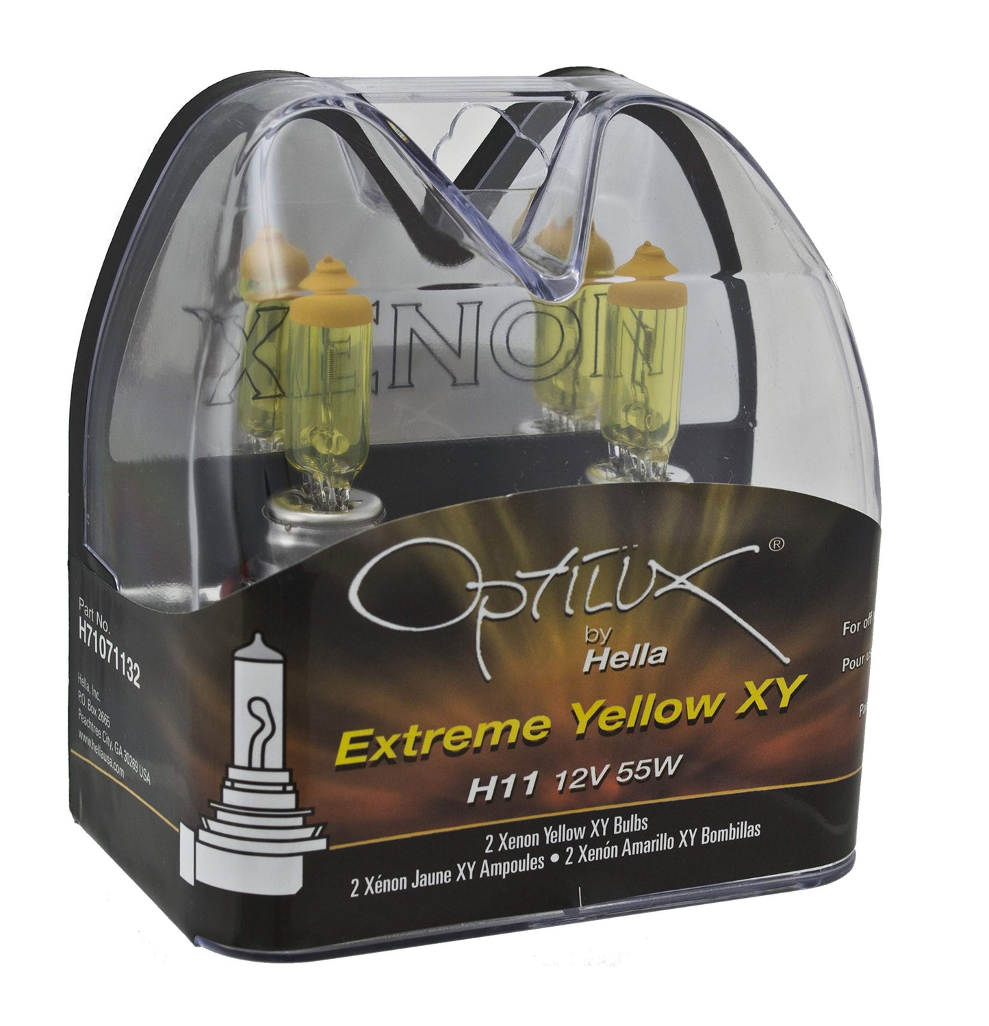 Hella H71071132 Optilux XY Series H11 Xenon Yellow Halogen Bulbs, 12V, 55W, 2 Pack