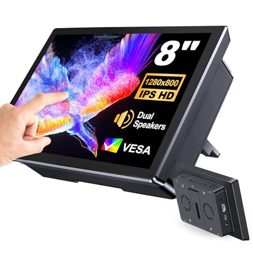 Gallagher 8 Inch Touchscreen Monitor,Compatible with Raspberry Pi(PI5/PI4/PI3B+/PI3/PI2/ZERO),1280X800 IPS Monitor with Dual-Speaker HDMI Interface Supports Windows/Noobs/Kali-Linux(8'' 1280 * 600)