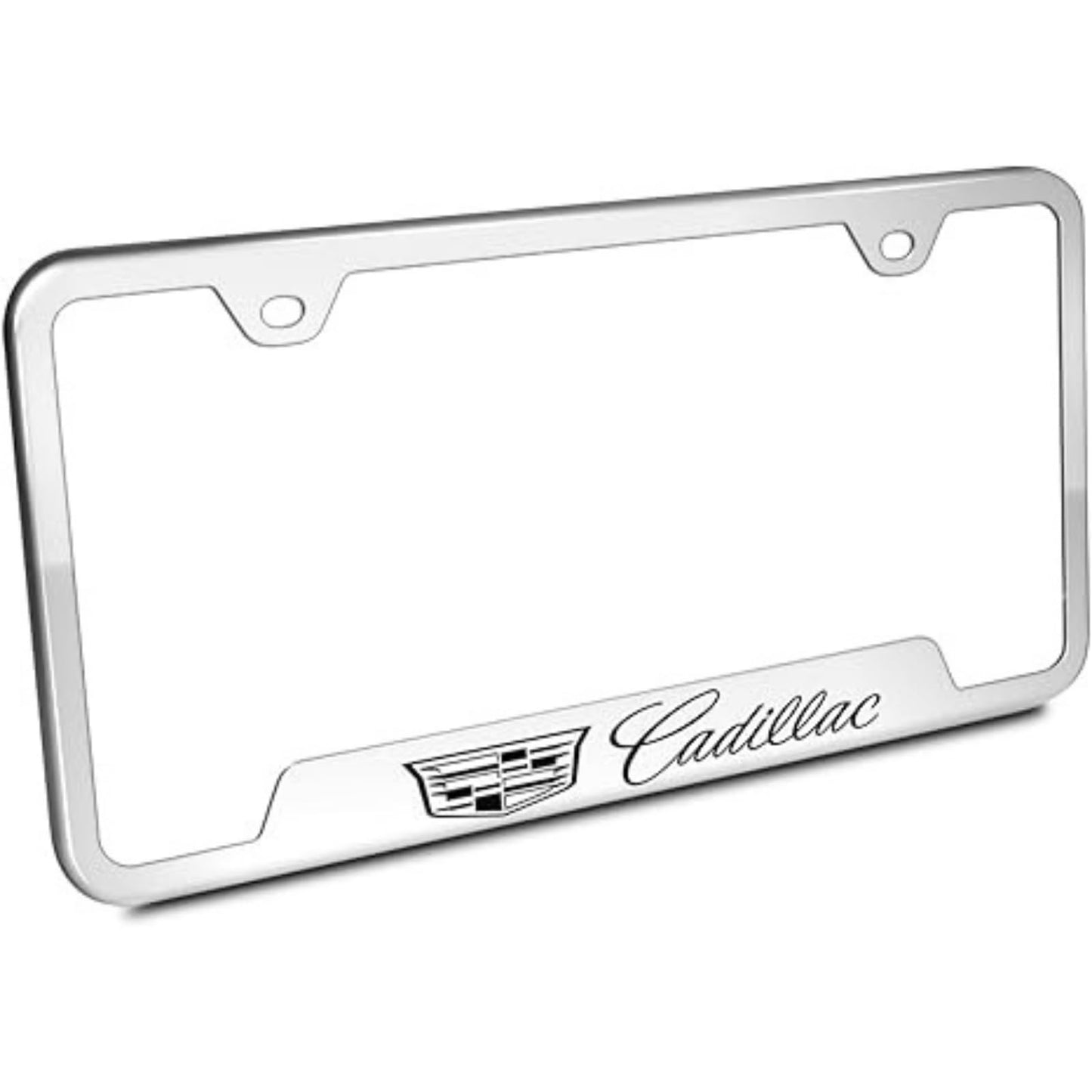 Au-TOMOTIVE GOLD INC. Officially Licensed Laser Etched Stainless Steel Cut-Out License Plate Frame for Cadillac (Mirrored)