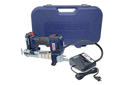 Lincoln 1882 PowerLuber 20 Volt Battery Powered Grease Gun with 36" Hose for Automotive, Agricultural, and Industrial Equipment, 10,000 PSI, Trigger-operated, 2-speed, (1) Lithium-Ion Battery Pack