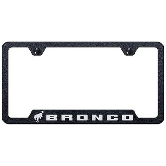 Au-TOMOTIVE GOLD, INC. Officially Licensed Laser Etched Cut-Out License Plate Frame for Bronco 2020 (Rugged Black)