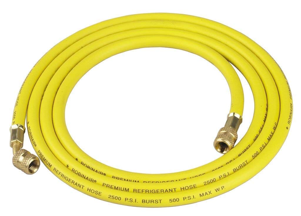Robinair 31096 1/4 Premium Refrigerant Charging Hose - 96 Long, Yellow, Standard Fittings