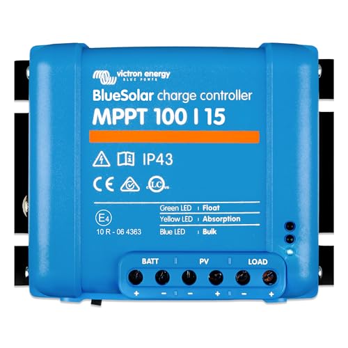Victron Energy BlueSolar MPPT Solar Charge Controller - Charge Controllers for Solar Panels - 100V, 15 amp, 12/24-Volt