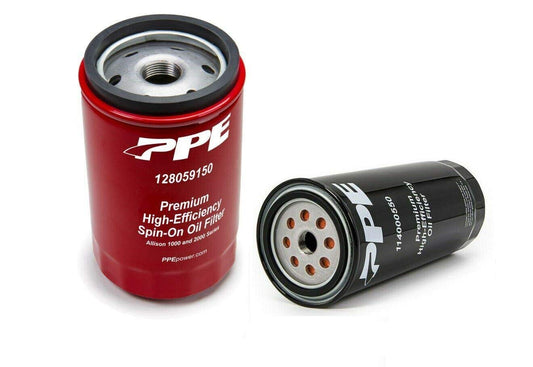 PPE Double Deep Spin On Transmission Filter 128059150 & 5 Micron Premium High-Efficiency Oil Filter 114000550 Compatible with 2001-2019 Chevy/GMC 6.6 LB7 LLY LBZ LMM LML L5P Duramax Diesel
