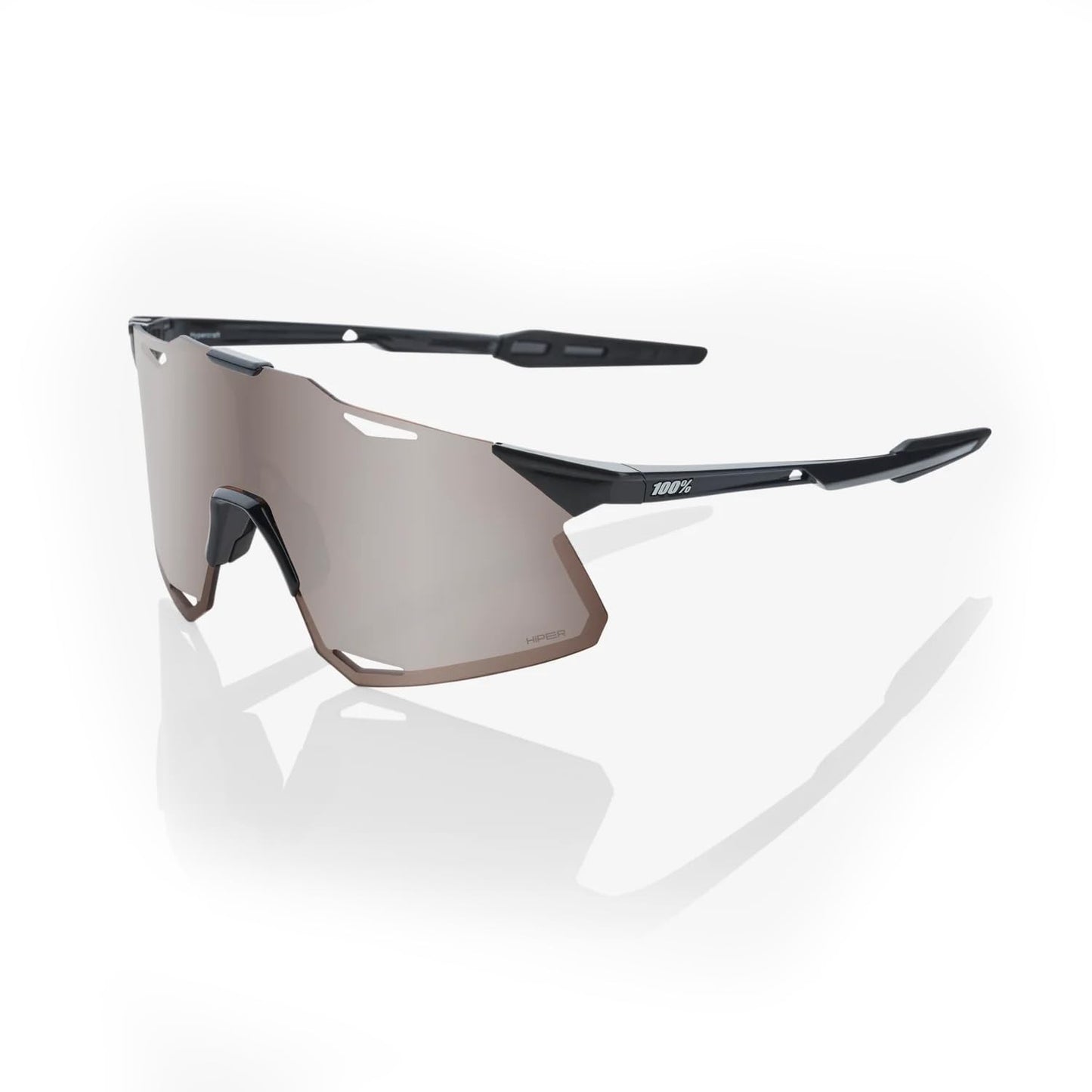 100% HYPERCRAFT Sport Performance Frameless Sunglasses (Gloss Black - HiPER Silver Mirror Lens)