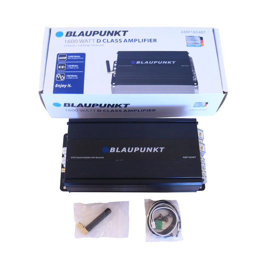 BLAUPUNKT AMP1804BT Car Audio 4-Channel Class D Amplifier 1600W with Streaming Bluetooth Full Range Amp.
