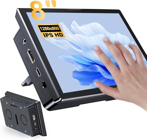 8 Inch Touchscreen for Raspberry Pi,5-Point 1280 * 800 IPS Touchscreen Portable Monitor with HDMI Interface Dual-Speaker for Raspberry Pi 5/4B/3B+/3B/B+ Jetson Nano Win11/10/8/7 (8'' 1280 * 800)