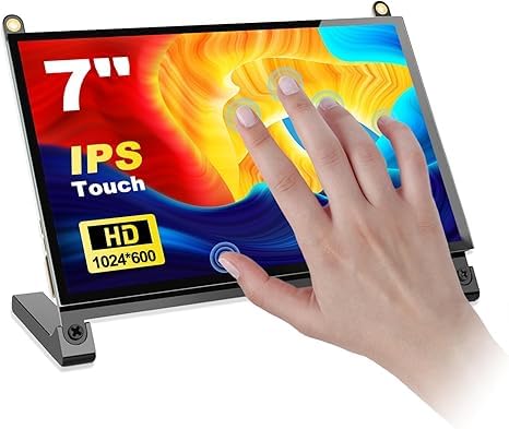 7 Inch Touchscreen for Raspberry Pi,5-Point 1024 * 600 IPS touchscreen Portable Monitor with HDMI Interface Dual-Speaker for Raspberry Pi 5/4B/3B+/3B/B+ Jetson Nano Win11/10/8/7(7" 1024*600-A)