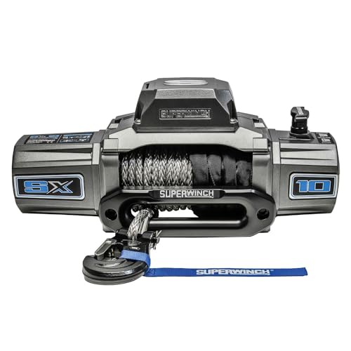 Superwinch 1710201 SX10SR 12V DC Winch 10,000lb (4,536kg) Single Line Pull with Hawse Fairlead 3/8" x 80' Synthetic Rope Corded Handheld and Wireless Remote