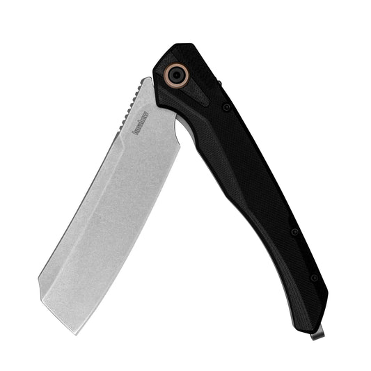Kershaw Strata Cleaver Pocket Knife, Black, 4 Inch High-Carbon Steel Cleaver Blade, EDC with Manual Opening, Deep-Carry Pocketclip, Everyday Carry Pocket Knife for Men and Women