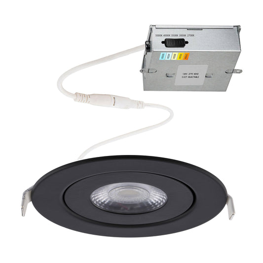 WAC Lighting Lotos 6in LED Round Adjustable Recessed Light 5-CCT Selectable 15W 1,350 Lumens IC-Rated Airtight 120V-277V Universal in Black