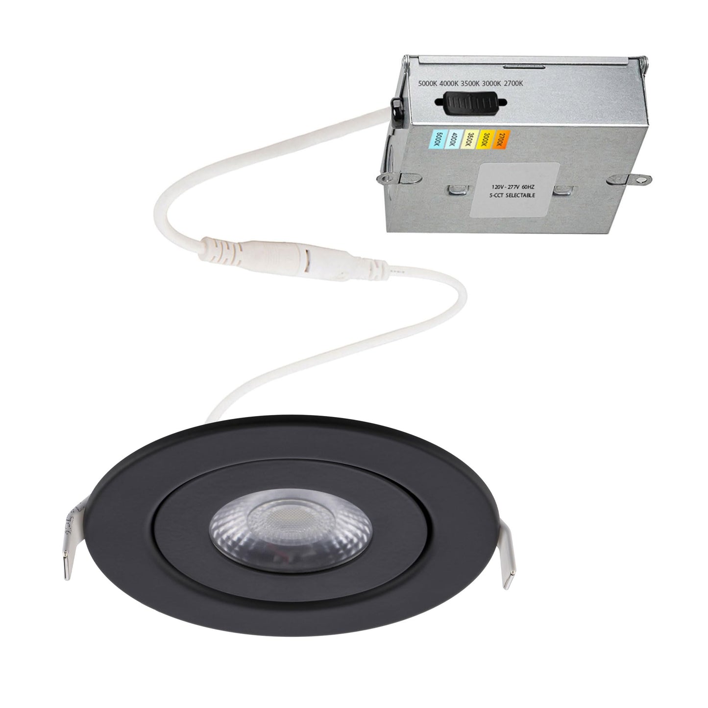 WAC Lighting Lotos 4in LED Round Adjustable Recessed Light 5-CCT Selectable 9W 700 Lumens IC-Rated Airtight 120V-277V Universal in Black