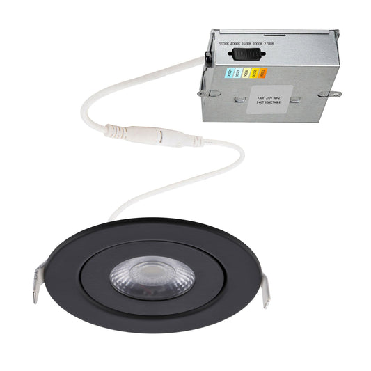 WAC Lighting Lotos 4in LED Round Adjustable Recessed Light 5-CCT Selectable 9W 700 Lumens IC-Rated Airtight 120V-277V Universal in Black