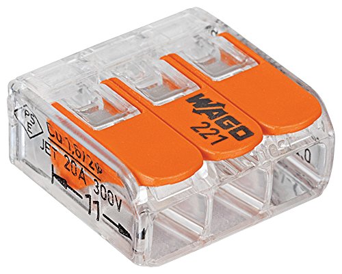 WAGO 221-413/VE00-2500 221 Series 3 Conductor AWG 24 иC 12 Transparent Body Connector w/Levers - 50 item(s)